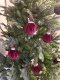 Dark Red Velvet Christmas Baubles Ornaments A Set of 6 