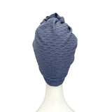 Denim Blue Elastic Pre Tied Rosette Turban