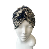 Twisted Navy Printed Turban Hat 