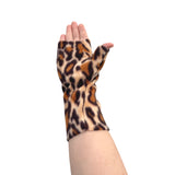 Long fingerless leopard print gloves