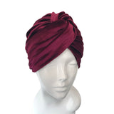 Dark Red Luxury Velvet Retro Twisted Turban 