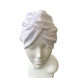 White Crushed Velvet Velour Twisted Turban Hat