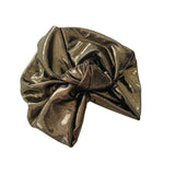 Metallic Gold Knotted Turban Hat