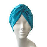 Turquoise Blue Velvet Turban Twist Head Wrap