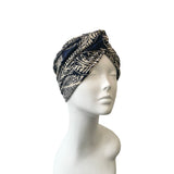 Twisted Navy Printed Turban Hat 