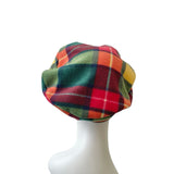 Soft Green and Yellow Tartan Retro Beret Hat