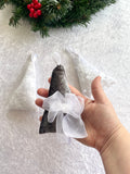 White and Silver Fabric Velvet Christmas Fir Tree Set of 9