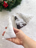 White and Silver Fabric Velvet Christmas Fir Tree Set of 9