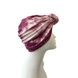 Wine Tie Dye Stretch Rib Jersey Turban Head Wrap Hat