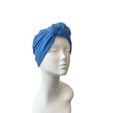 Blue Prettied Adult Hair Turban Head Wrap