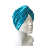 Turquoise Blue Velvet Turban Twist Head Wrap