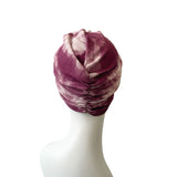 Wine Tie Dye Stretch Rib Jersey Turban Head Wrap Hat