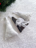 White and Silver Fabric Velvet Christmas Fir Tree Set of 9