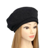 Black Fashion Fleece Beret Hat for Women