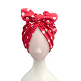 Vintage Inspired Red Polka Dot Spot Jersey Turban