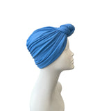 Blue Prettied Adult Hair Turban Head Wrap