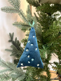 Green Small Velvet Christmas Hanging Tree Decor Set of 9