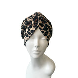 Brown Leopard Print Twisted Turban Hat