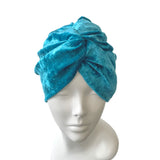 Turquoise Blue Velvet Turban Twist Head Wrap