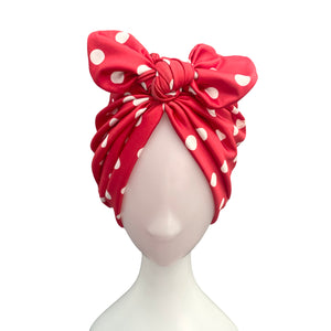 Vintage Inspired Red Polka Dot Spot Jersey Turban