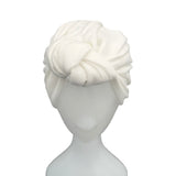 White Soft Jersey Lined Turban Hat