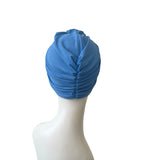 Blue Prettied Adult Hair Turban Head Wrap