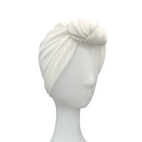 White Soft Jersey Lined Turban Hat