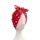 Vintage Inspired Red Polka Dot Spot Jersey Turban