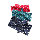 Navy Blue Polka Dot Hair Wrap Scarf