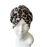 Brown Leopard Print Twisted Turban Hat