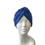 Royal Blue Vintage Style Crushed Velvet Turban Hat