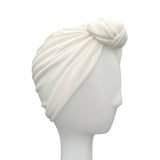 White Soft Jersey Lined Turban Hat