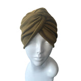 Moss Green Pre Tied and Lined Turban Hat