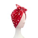 Vintage Inspired Red Polka Dot Spot Jersey Turban