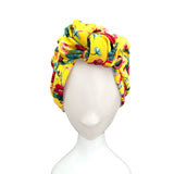 Soft Floral Yellow Jersey Hair Turban Head Wrap Hat