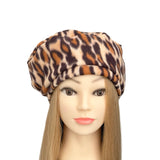 Leopard Print Soft Cozy Fleece Beret Hat