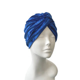 Royal Blue Vintage Style Crushed Velvet Turban Hat