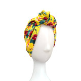 Soft Floral Yellow Jersey Hair Turban Head Wrap Hat