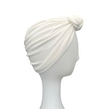 White Soft Jersey Lined Turban Hat