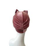 Rose Pink Bow Velvet Turban Hat 