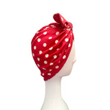 Vintage Inspired Red Polka Dot Spot Jersey Turban