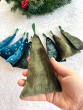 Green Small Velvet Christmas Hanging Tree Decor Set of 9