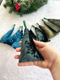 Green Small Velvet Christmas Hanging Tree Decor Set of 9