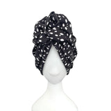 Black and White Elegant Droplet Retro Turban Head Wrap