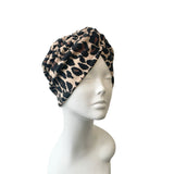 Brown Leopard Print Twisted Turban Hat