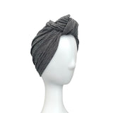 Cosy Charcoal Grey Knotted Vintage Style Turban 