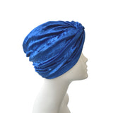 Royal Blue Vintage Style Crushed Velvet Turban Hat