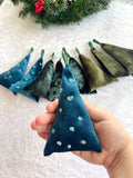 Green Small Velvet Christmas Hanging Tree Decor Set of 9