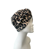 Brown Leopard Print Twisted Turban Hat