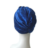 Royal Blue Vintage Style Crushed Velvet Turban Hat